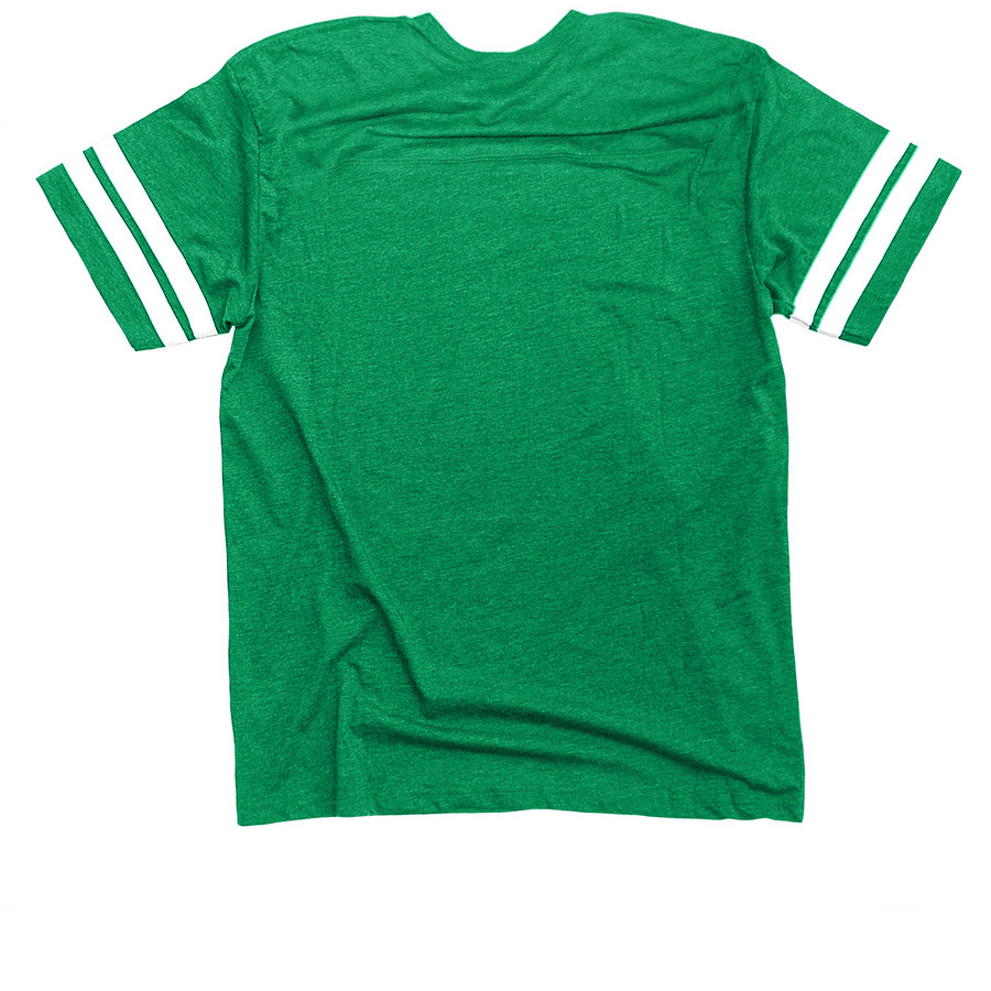 Rainbow Knights [color logo, dark shirts], a Vintage Green / White Football Jersey Tee (back-view)