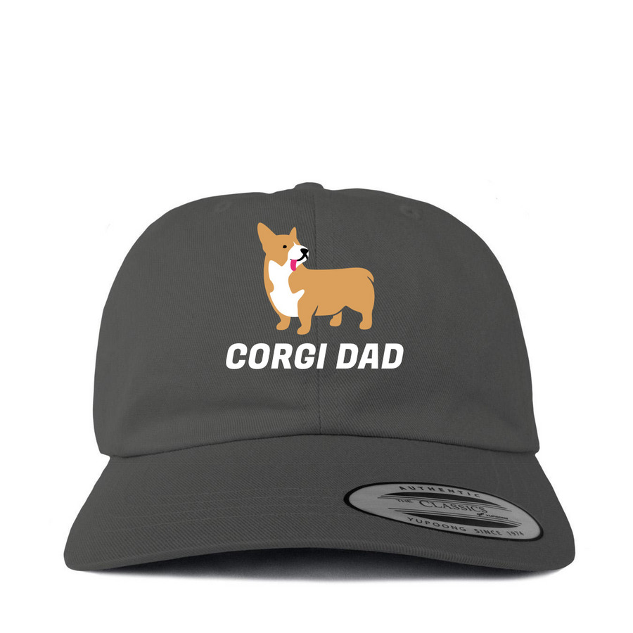 Corgi Dad Hats, a Dark Gray Printed Classic Baseball Cap