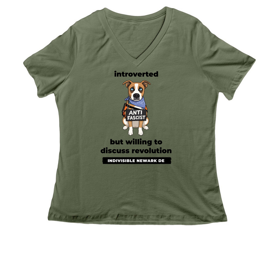 Meet Clifford! (light tees), a Military Green Women's Relaxed V-Neck Tee