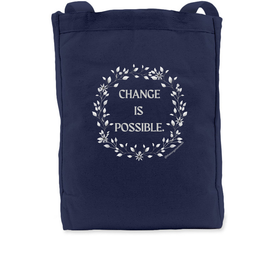 Change Is Possible, a Navy Premium Tote Bag