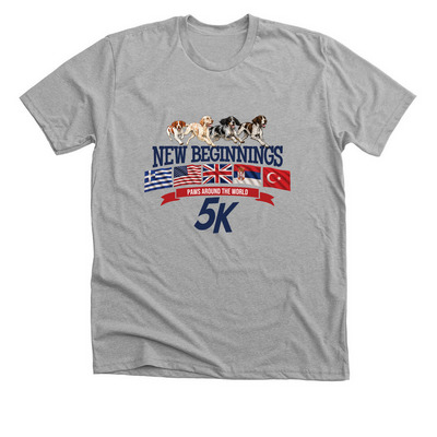 Paws Around the World 5K, a Athletic Heather Premium Unisex Tee