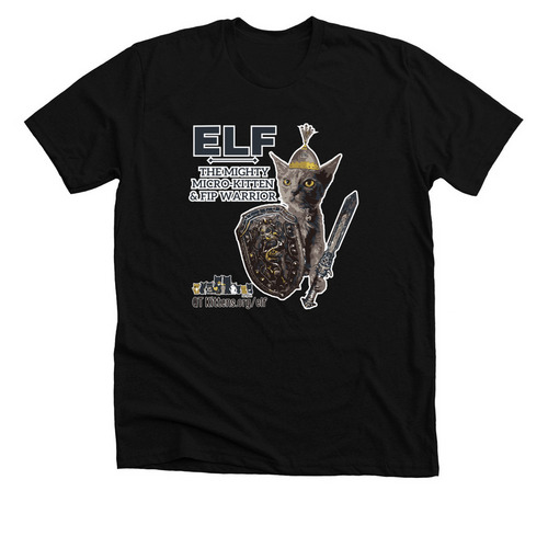 Elf?s FIP Warrior T-Shirt. &nbsp;QT Kittens.&nbsp;, a Solid Black Blend Premium Unisex Tee