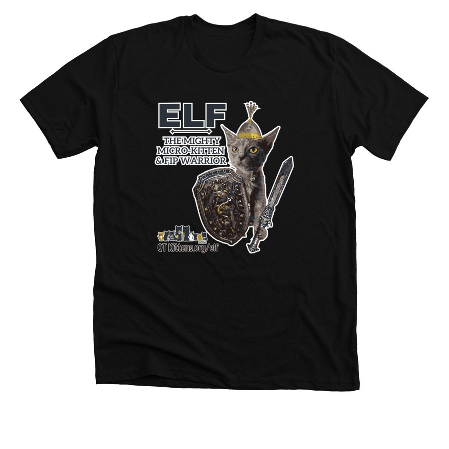 Elf?s FIP Warrior T-Shirt. &nbsp;QT Kittens.&nbsp;, a Solid Black Blend Premium Unisex Tee