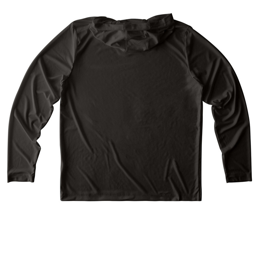 FW Hoodie, a Black UV Performance Long Sleeve Hoodie (back-view)