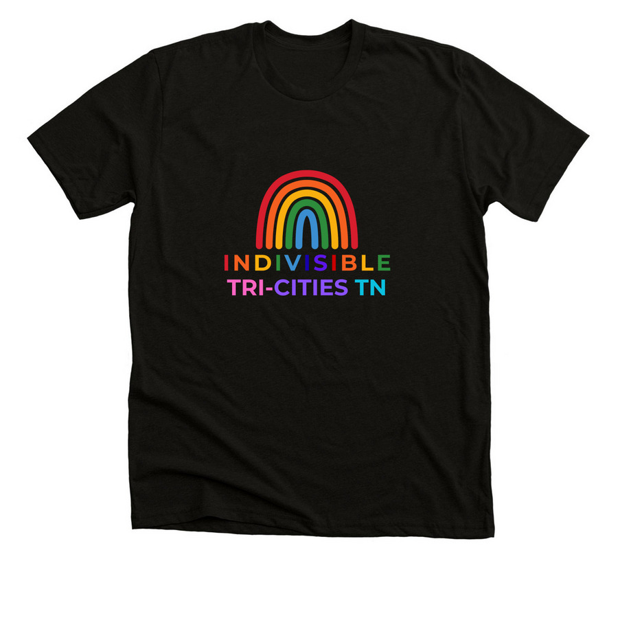 Indivisible Tri-Cities TN Rainbow T-shirt, a Solid Black Blend Premium Unisex Tee