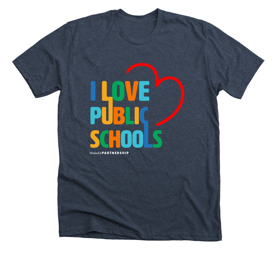 I LOVE PUBLIC SCHOOLS, a Heather Midnight Navy Premium Unisex Tee