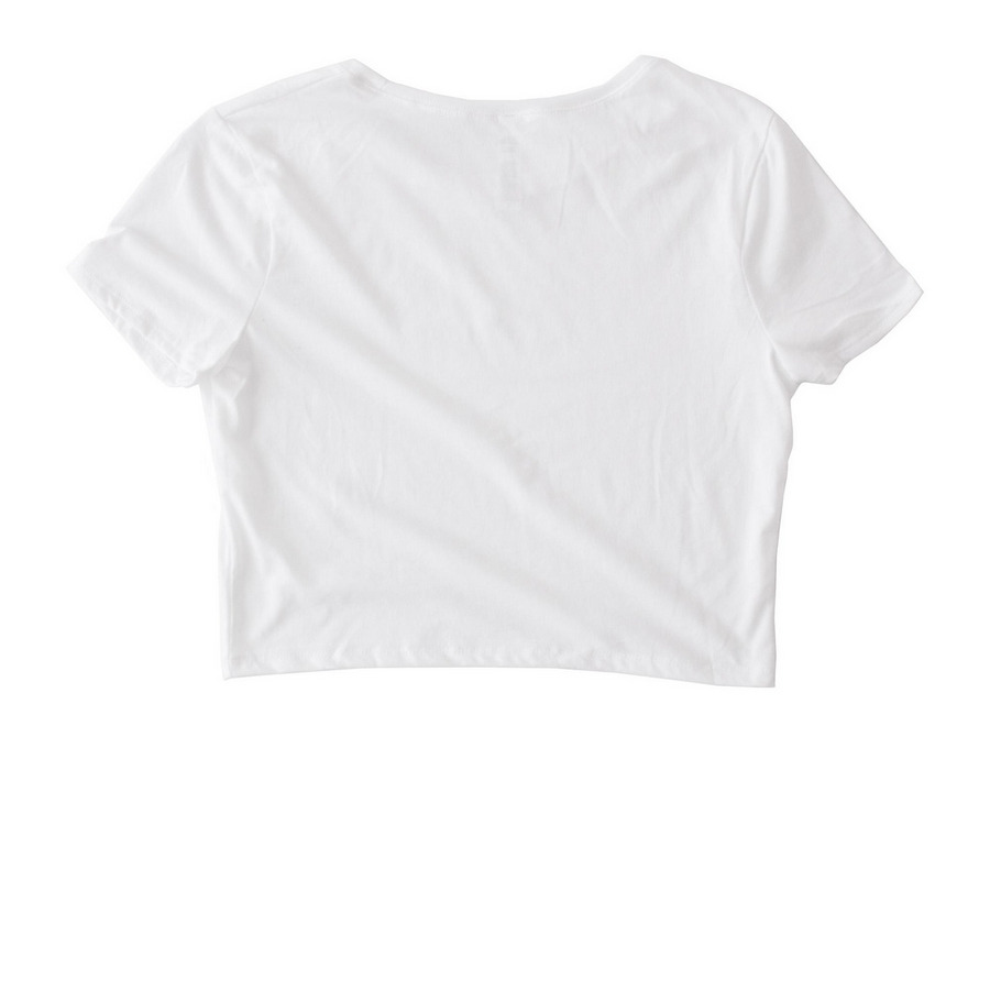 I love gay hockey and funding abortions! TBAF, a White Women's Fitted Cropped Tee (back-view)