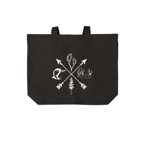 Native Tote Bag, a Deep Black Cotton Canvas Tote Bag