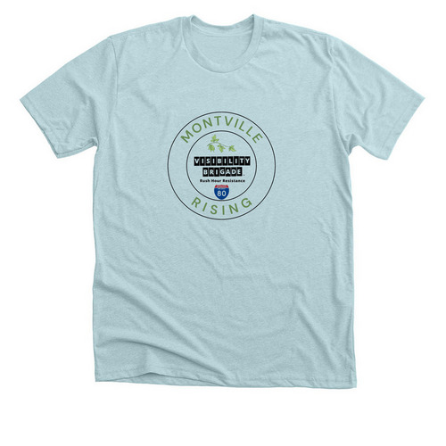 "BE BRAVE WITH US" Apparel, a Heather Ice Blue Premium Unisex Tee