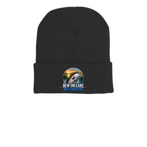 Beanie, a Black Printed Cuffed Beanie