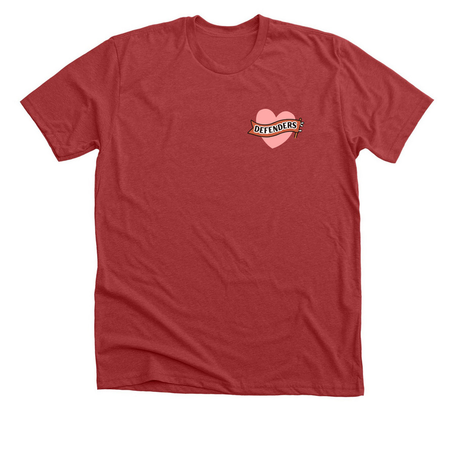 "I found love at Defenders" tee, a Heather Canvas Red Premium Unisex Tee