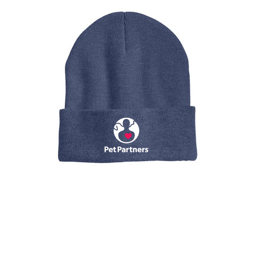 Pet Partners Beanie, a Heather Navy Printed Cuffed Beanie