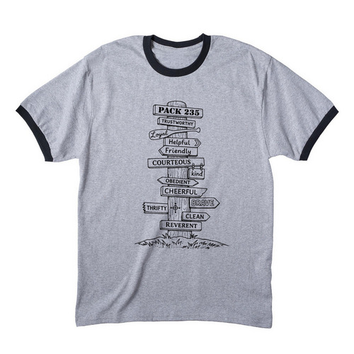 The 12 Points of the Scout Law - Black, a Athletic Heather/ Jet Black Cotton Ringer Tee