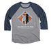 End of the War Merch Part 3, a Vintage Navy and Premium Heather 3/4 Sleeve Baseball Tee