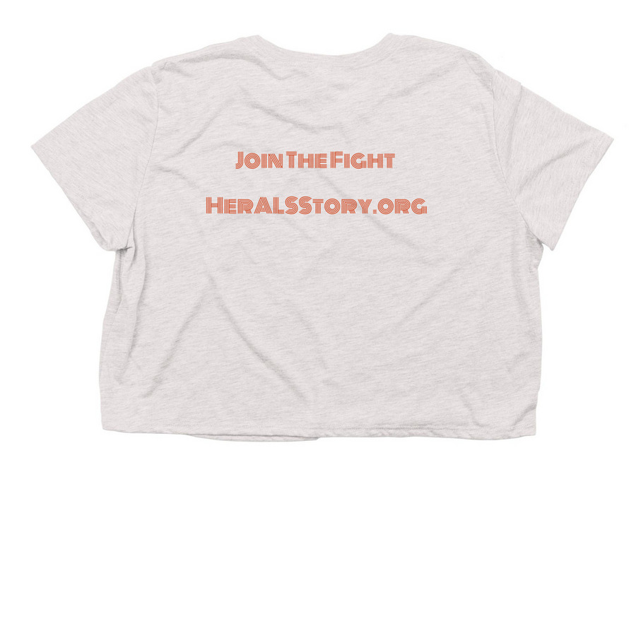 Retro HAS, a Heather Dust Women?s Flowy Cropped Tee (back-view)