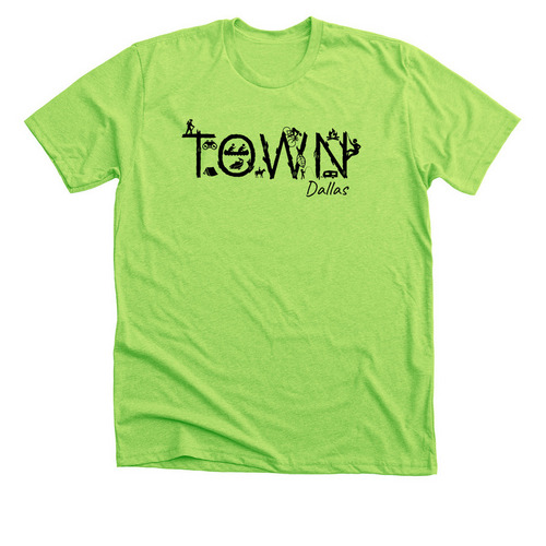 TOWN DALLAS NEON GREEN, a Neon Heather Green Premium Unisex Tee