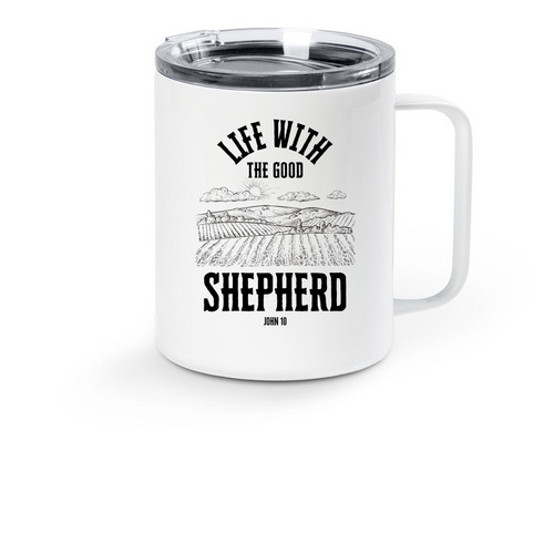 Good Shepherd Travel Mug, a White Stainless Steel Travel Mug
