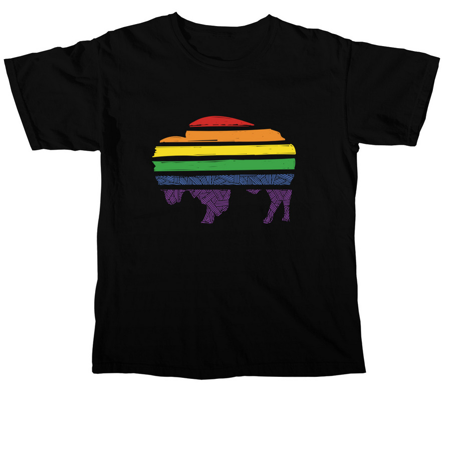 Rainbow Bison, a Black Comfort Colors Unisex Tee