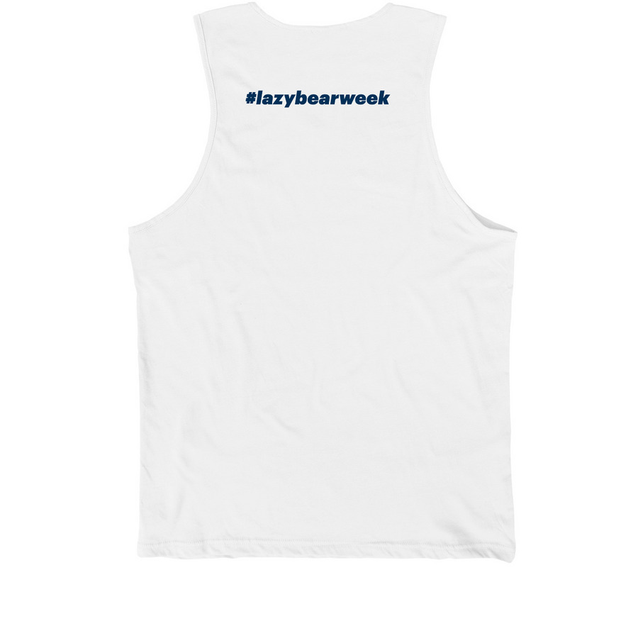 Ornate Bear Tank - blue bear, a White Premium Cotton Tank (back-view)