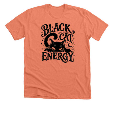 Black Cat Energy, a Heather Sunset Premium Unisex Tee