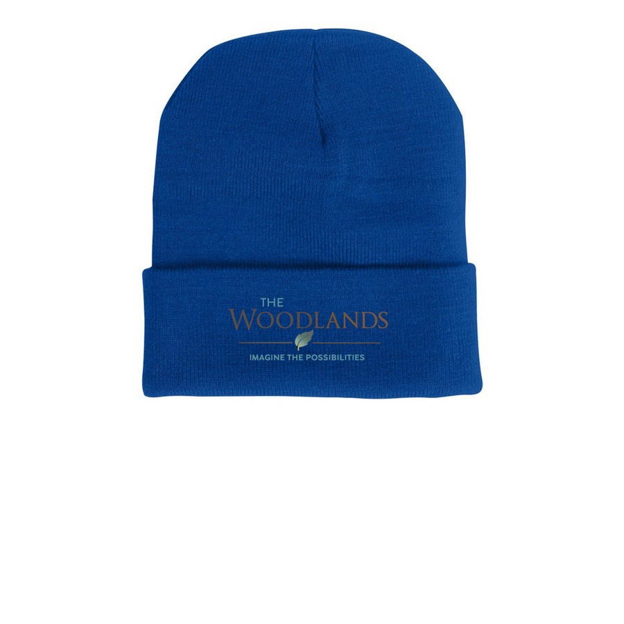 Woodlands Beanie, a Royal Blue Printed Cuffed Beanie