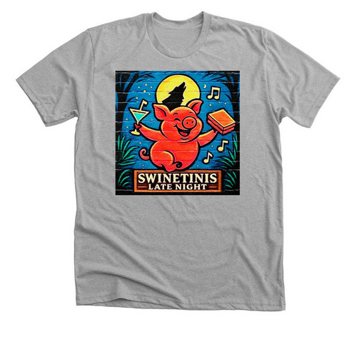 Swinetinis late Night Tee, a Athletic Heather Premium Unisex Tee