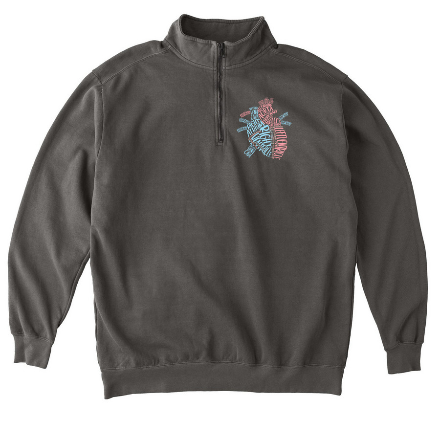 Small Heart, a Pepper Comfort Colors Quarter Zip Pullover