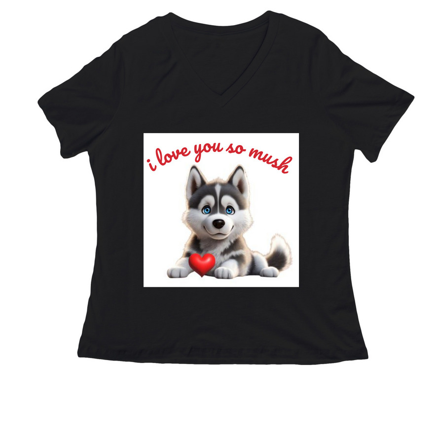 LOVE MUSH, a Black Women's Relaxed V-Neck Tee