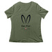 Bun Mom - Black, a Military Green Women's Relaxed V-Neck Tee