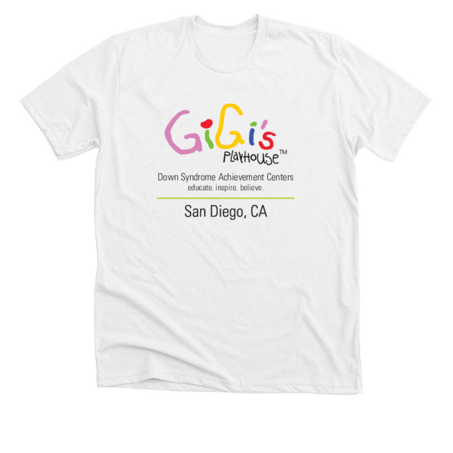 Adult Tops with Color Logo, a Solid White Blend Premium Unisex Tee