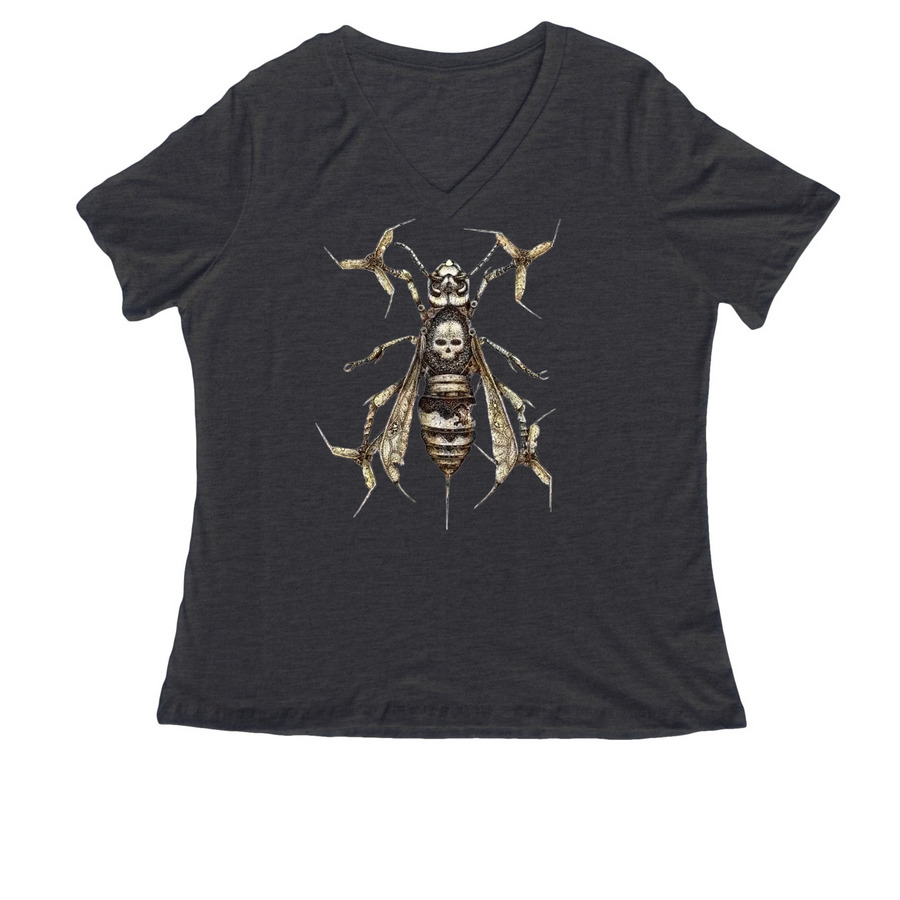 Wild Hornets Queen's Wrath Collection, a Dark Grey Heather Women's Relaxed V-Neck Tee