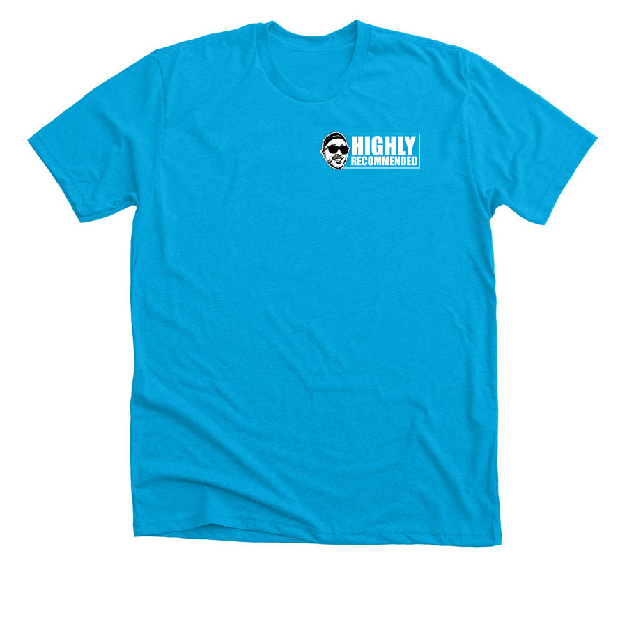 Front to Back, a Neon Blue Premium Unisex Tee