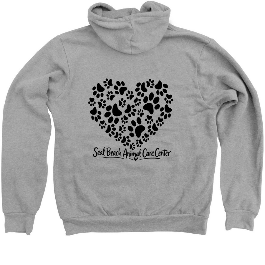 SBACC Paw Heart on Back Zip Up Hoodie, a Athletic Heather Zip Up Hoodie (back-view)