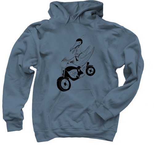 Pterodactyl Biker w/baby&nbsp;, a Indigo Pullover Hoodie