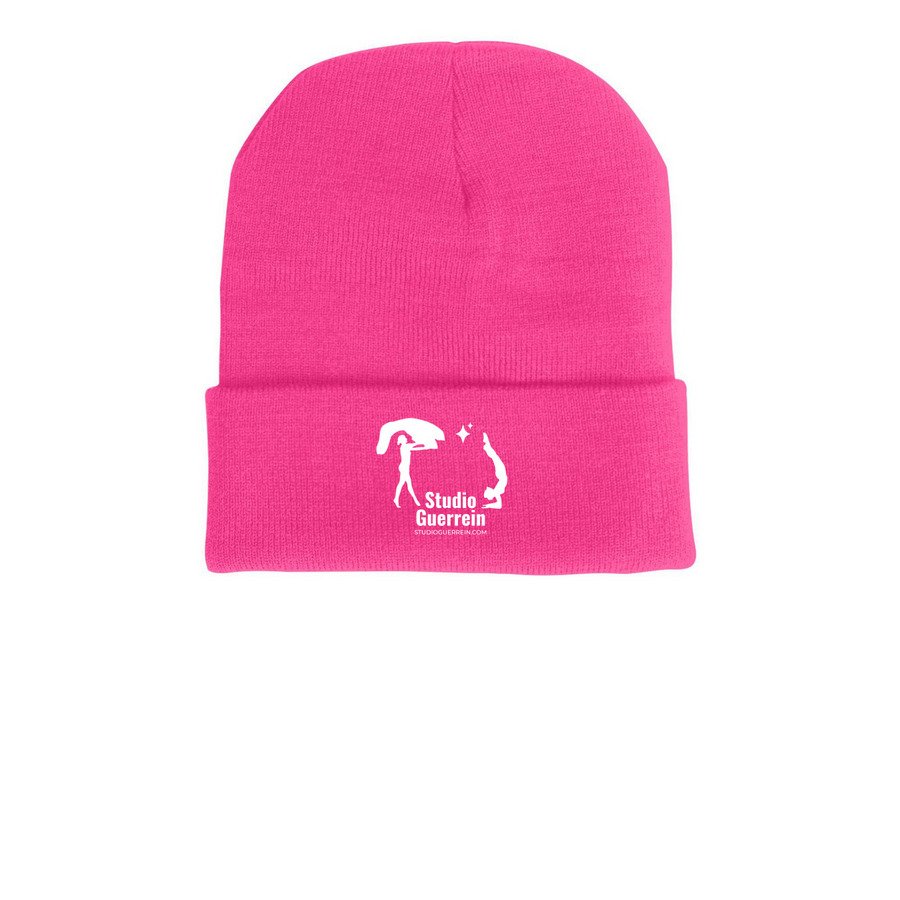 Studio Guerrein Beanie, a Neon Pink Printed Cuffed Beanie