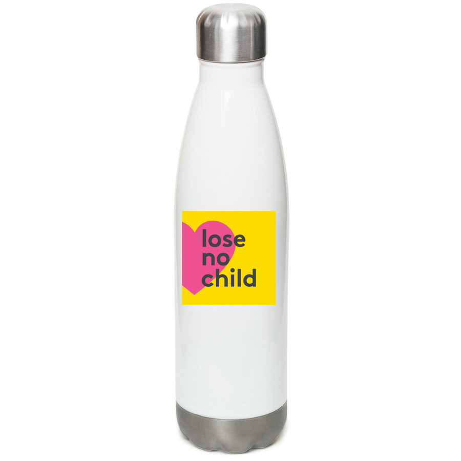 Lose No Child Water Bottle&nbsp;, a White Stainless Steel Water Bottle