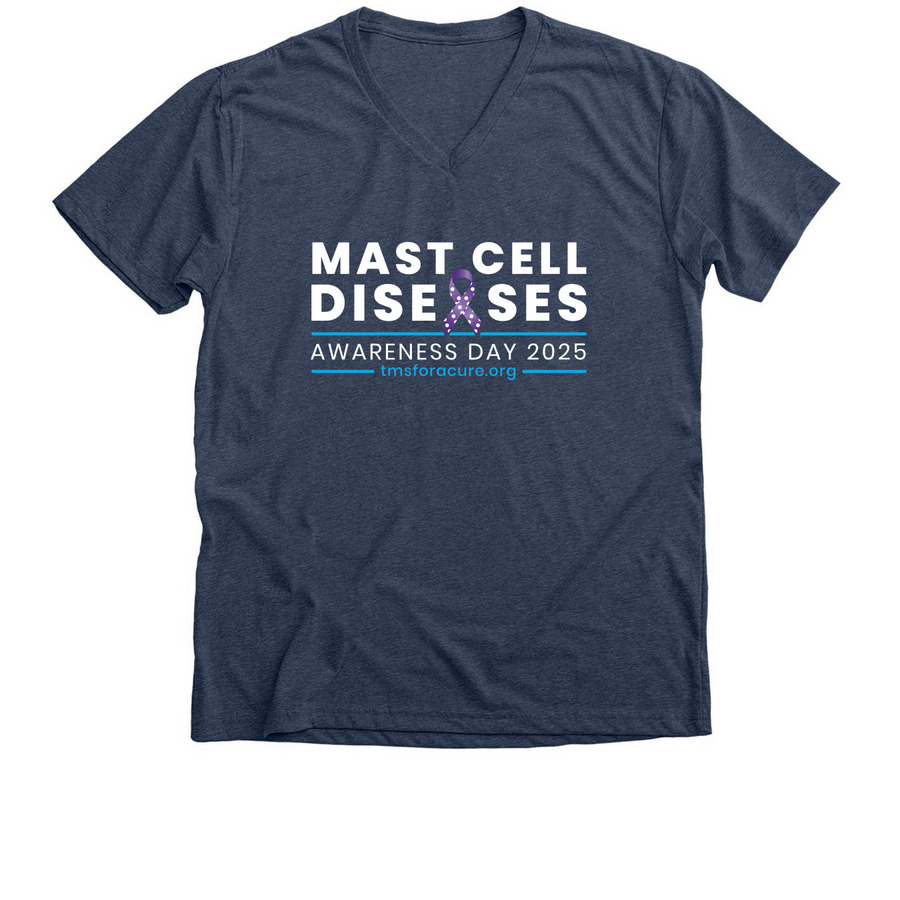 Mast Cell Diseases Awareness Day-2025, a Heather Navy Premium V-Neck Tee