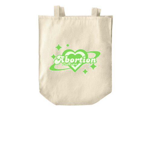 abortion forever (green), a Natural Over-the-Shoulder Shopping Tote Bag