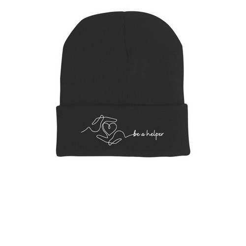 Be a Helper Beanies, a Black Printed Cuffed Beanie