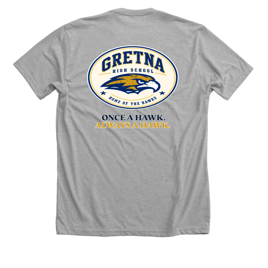 GHS Alumni, a Athletic Heather Premium Unisex Tee (back-view)