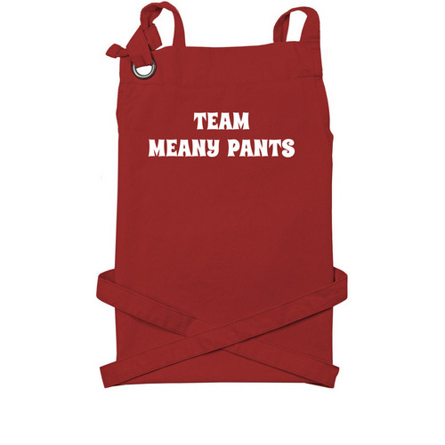 Team Meany Pants Apron, a Red Cotton Canvas Pocket Apron