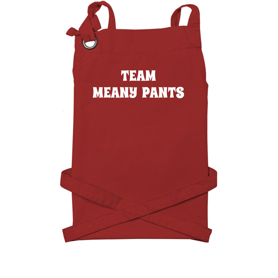 Team Meany Pants Apron, a Red Cotton Canvas Pocket Apron