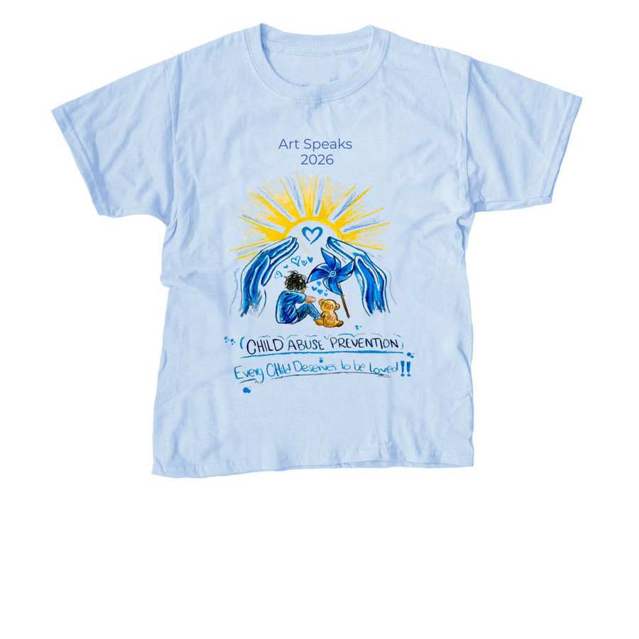 Art Speaks Contest Winner, a Light Blue Youth Unisex Tee