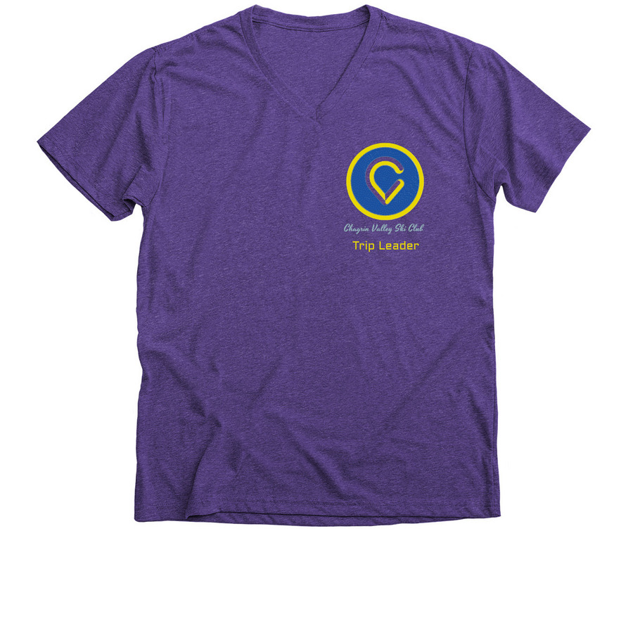 CVSC logo w/ name Trip Leader, a Purple Rush Premium V-Neck Tee