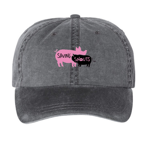 Saving Snouts Logo Hat, a Black Printed Pigment Dye Baseball Cap