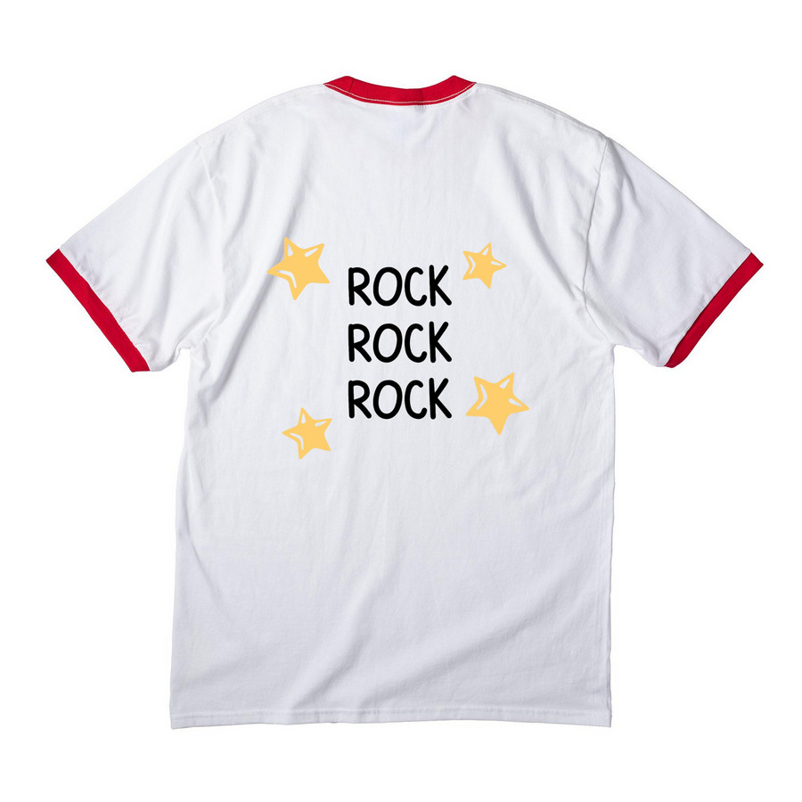 Classic Ollie Merch!, a White/ Red Cotton Ringer Tee (back-view)