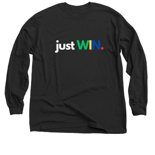 Just Win., a Black Classic Long Sleeve Tee
