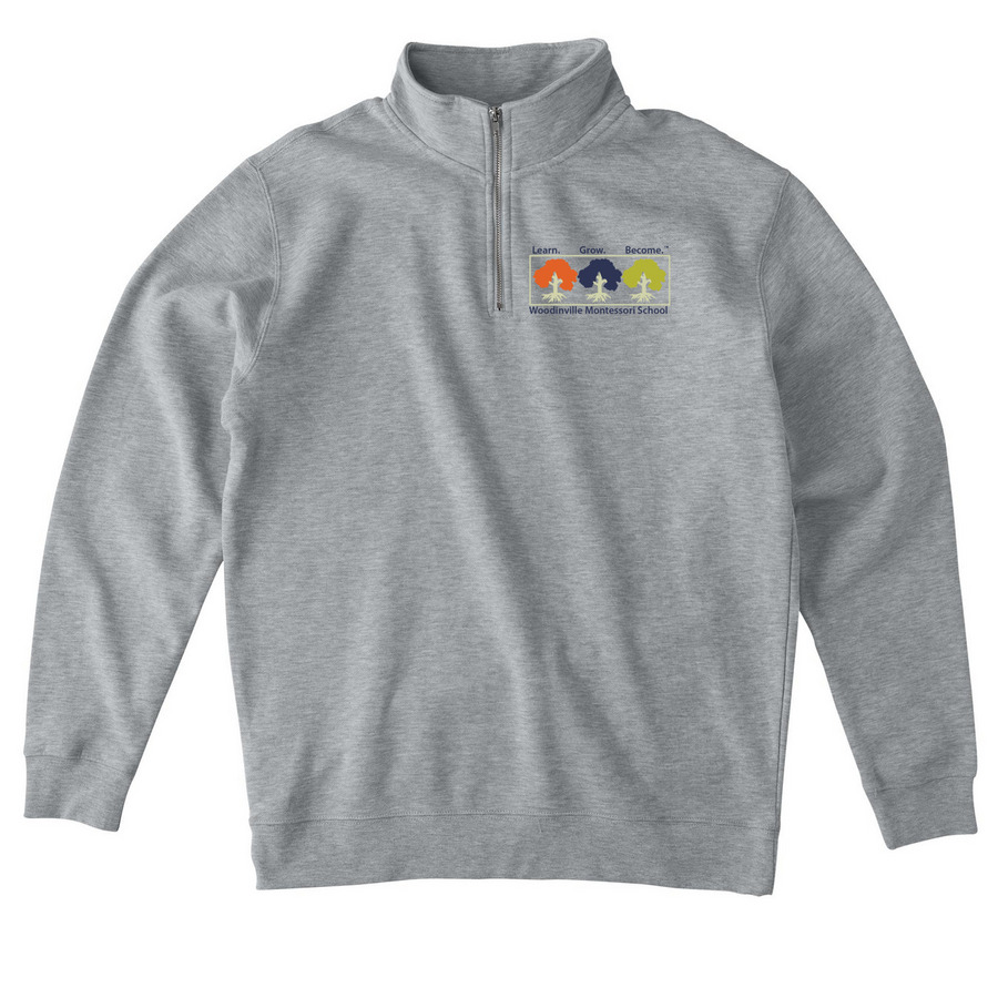 Adult Quarter-Zip Pullover (Color Logo), a Grey Heather Midweight Quarter Zip Pullover