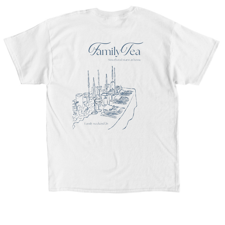 Family Tea - Sisters, a White Classic Unisex Tee (back-view)