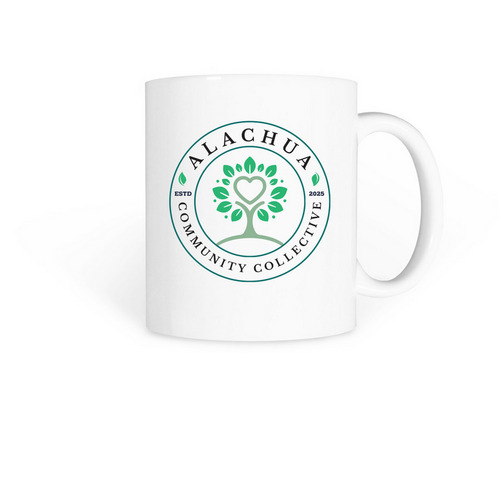 Alachua Community Collective Mugs, a White Coffee Mug